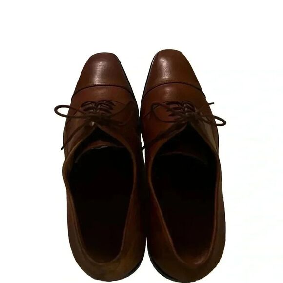 Massimo Matteo Italian Cap Toe Oxford  Brown Leather Shoes Men's Size 9.5M - Picture 5 of 8